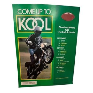 Vintage Kool‎ Cigarette Cleveland Browns Football  Schedule 1986 Poster 24x18